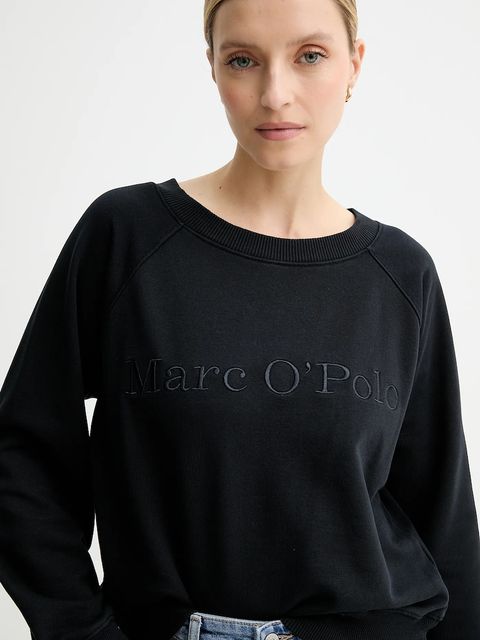 Marc O'Polo bluza bawełniana damska kolor czarny z aplikacją 508407354063