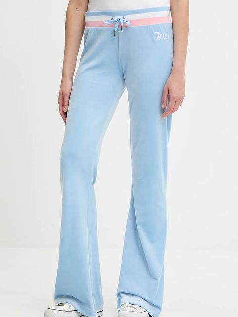 Juicy Couture spodnie dresowe welurowe CHRISTINE STRIPE LOW RISE damskie kolor niebieski gładkie JCWBJ225352 - zdjęcie produktu nr 1