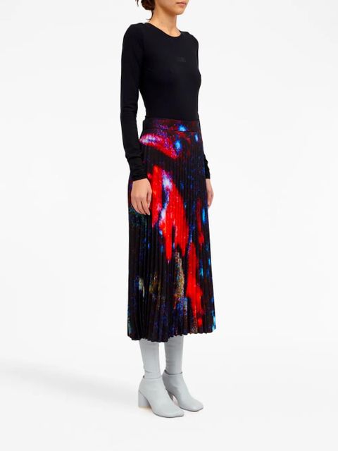 MM6 Maison Margiela abstract-print pleated skirt - Black