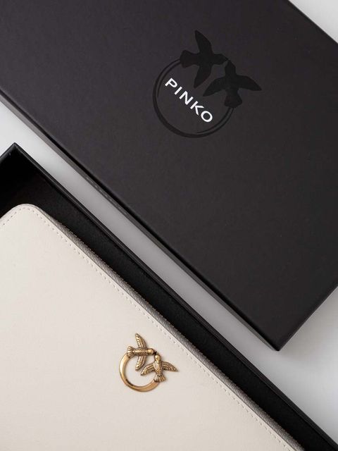 Pinko portfel skórzany kolor beżowy 100250 A0F1