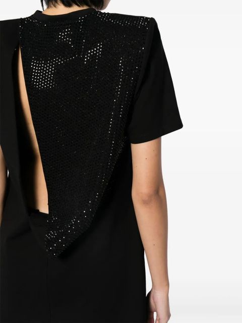 AREA crystal-embellished slit T-shirt dress - Black