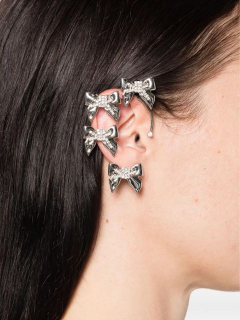 Alessandra Rich bow-embellished ear cuff - Silver - zdjęcie produktu nr 2