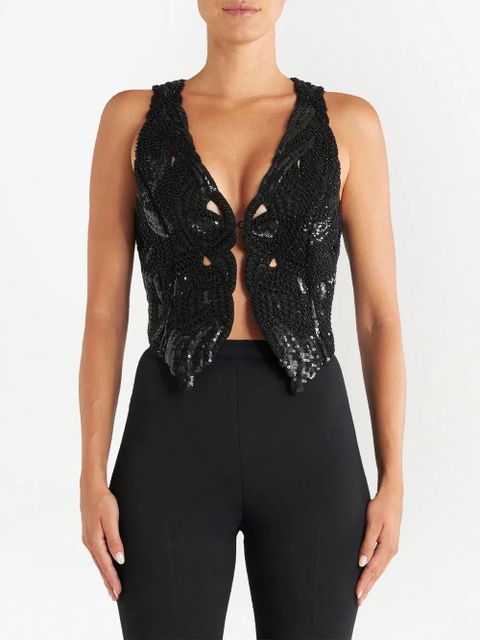 ETRO sequinned butterfly vest - Black