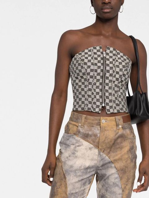 MISBHV monogram jacquard corset top - Neutrals