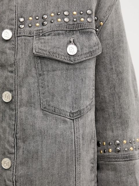 Gaudi kurtka jeansowa kolor szary przejściowa oversize 521BD36003