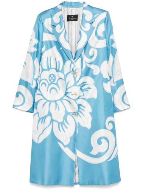 ETRO graphic-print silk coat - Blue - zdjęcie produktu nr 1
