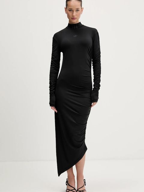adidas Originals sukienka Ruched kolor czarny maxi dopasowana JW2806 - zdjęcie produktu nr 1