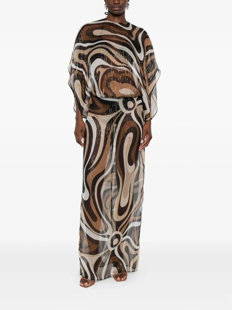 PUCCI puffy-sleeve maxi dress - Brown - zdjęcie produktu nr 2