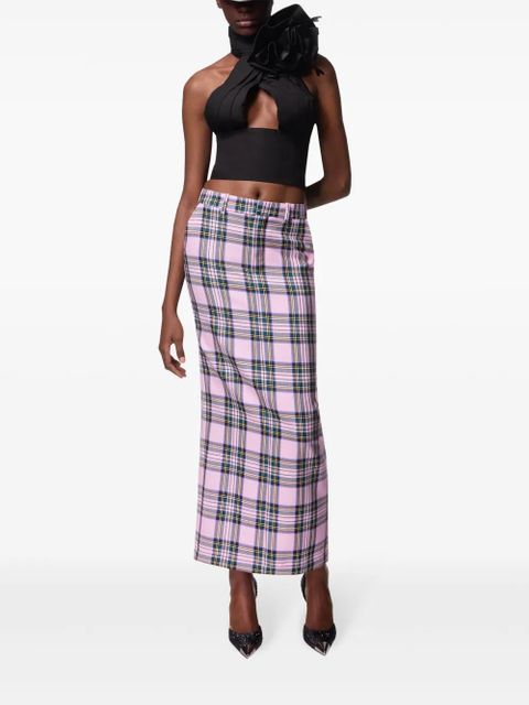 AREA checked wool midi skirt - Pink - zdjęcie produktu nr 2
