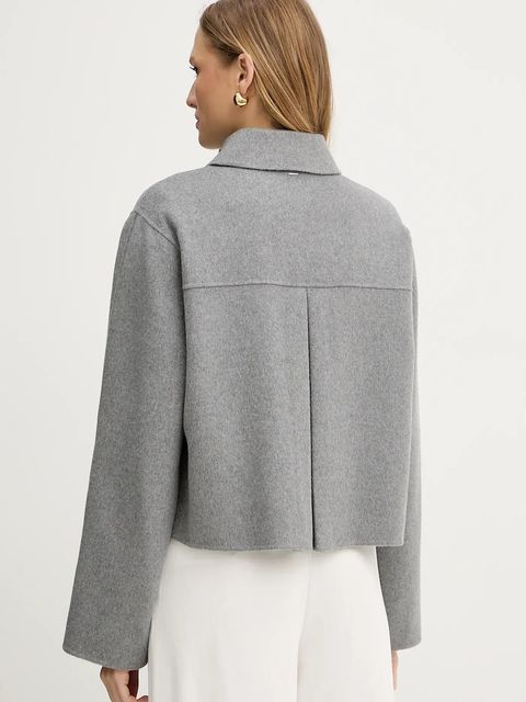 BOSS płaszcz wełniany damski kolor szary przejściowy 50543170