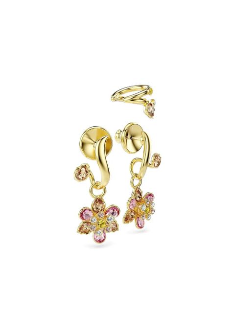 Swarovski Idyllia flower-motif earrings (set of three) - Gold