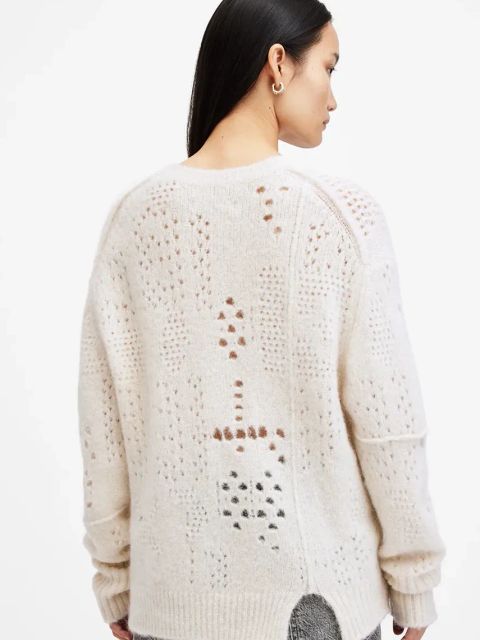 AllSaints sweter wełniany WINNIE damski kolor biały ciepły W111KB