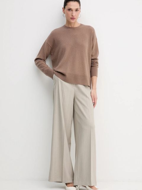 Sisley sweter z dodatkiem wełny damski kolor brązowy lekki 18AYM103K