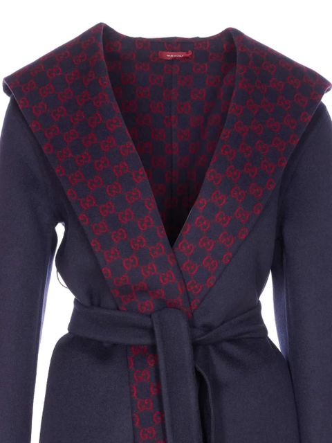 Gucci hooded GG-pattern coat - Blue