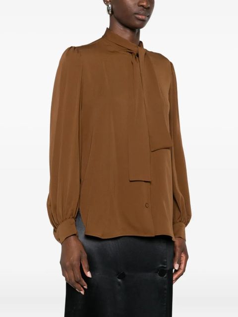 Max Mara bow-detailing buttoned blouse - Brown