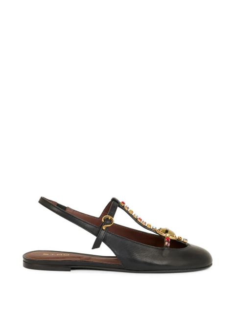 ETRO rhinestones slingback leather sandals - Black - zdjęcie produktu nr 1
