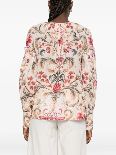 FARM Rio floral-print V-neck blouse - Neutrals