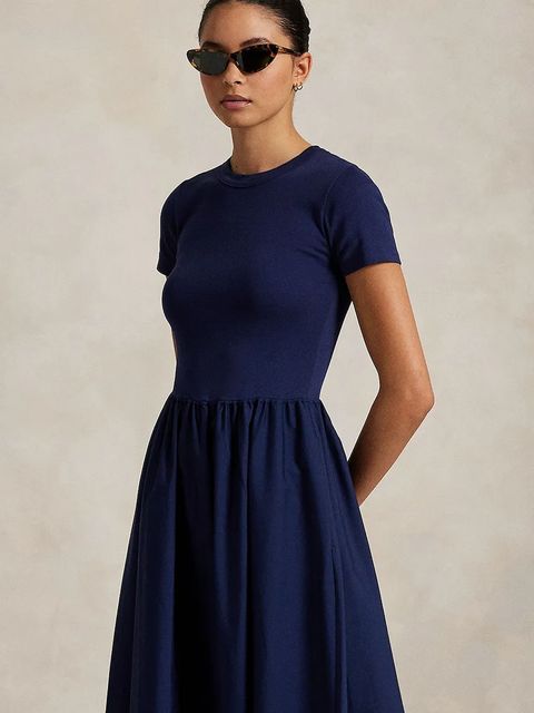 Polo Ralph Lauren sukienka bawełniana kolor granatowy maxi rozkloszowana 211966311 - zdjęcie produktu nr 2