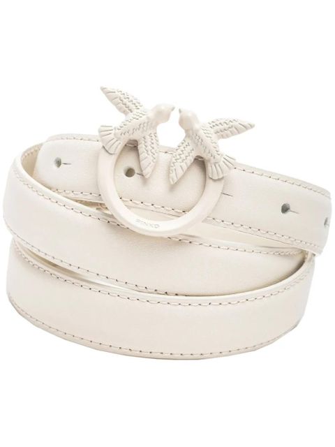 PINKO Love Birds leather belt - White - zdjęcie produktu nr 1