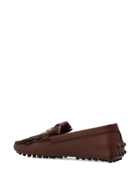 Tod's fringe-detail leather loafers - S202 BROWN