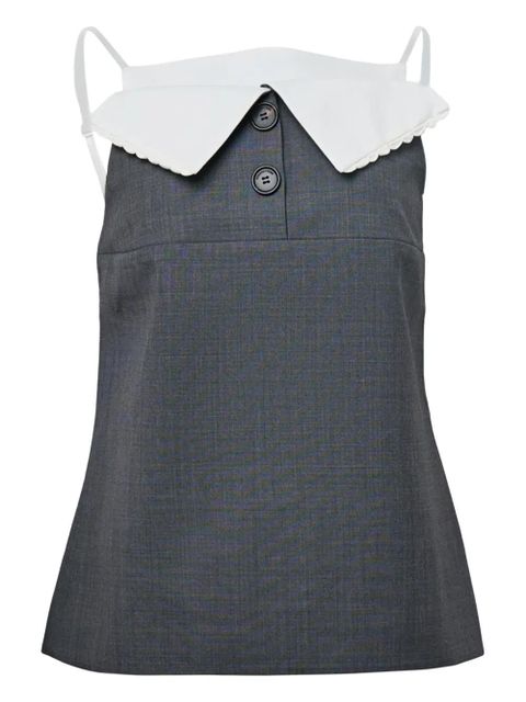 SHUSHU/TONG fan-shaped turn-down collar top - Grey - zdjęcie produktu nr 1