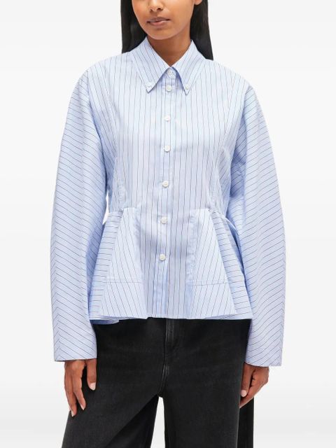 GANNI stripe peplum cotton shirt - Blue