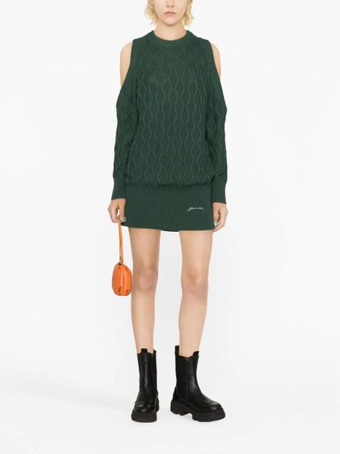 GANNI cold-shoulder knitted dress - Green