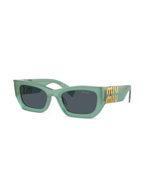 Miu Miu Eyewear logo-plaque rectangle-frame sunglasses - Green - zdjęcie produktu nr 2