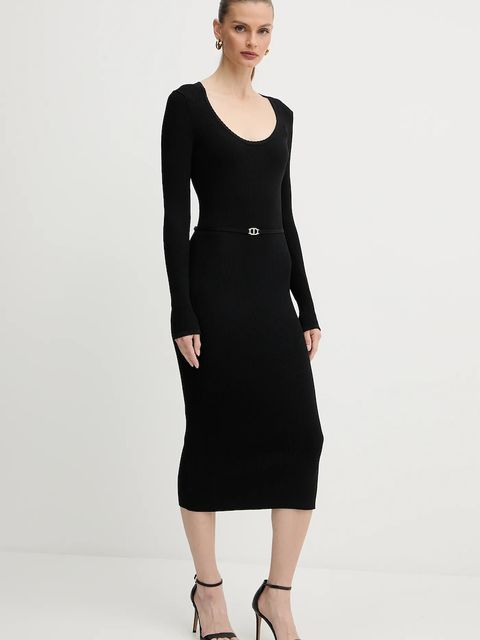 Twinset sukienka kolor czarny midi dopasowana 252TP3352 - zdjęcie produktu nr 2