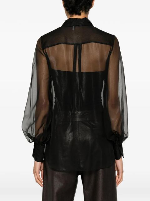 Chloé sheer puff-sleeve blouse - Black