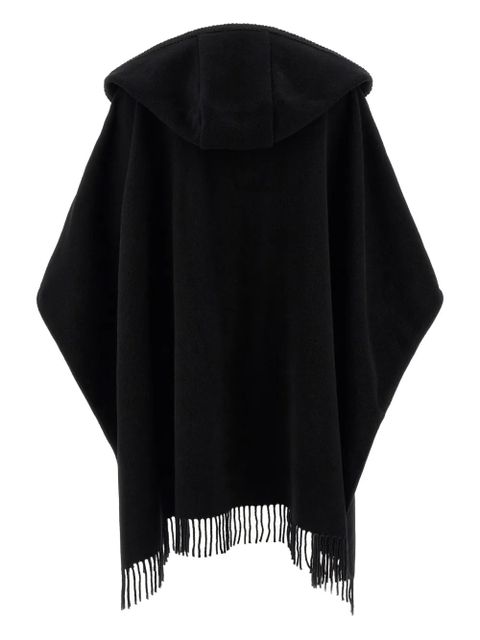 Moncler hooded fringed cape - Black