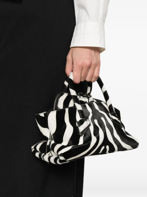 The Attico mini La Passeggiata zebra-pattern tote bag - Black - zdjęcie produktu nr 2