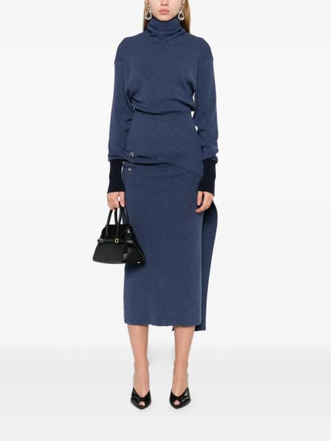 Lanvin safety pin-detail roll-neck dress - Blue