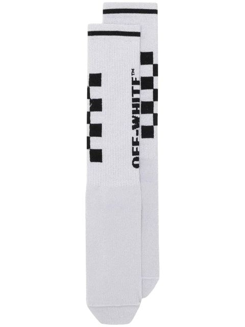 Off-White check logo knit socks - Metallic - zdjęcie produktu nr 1