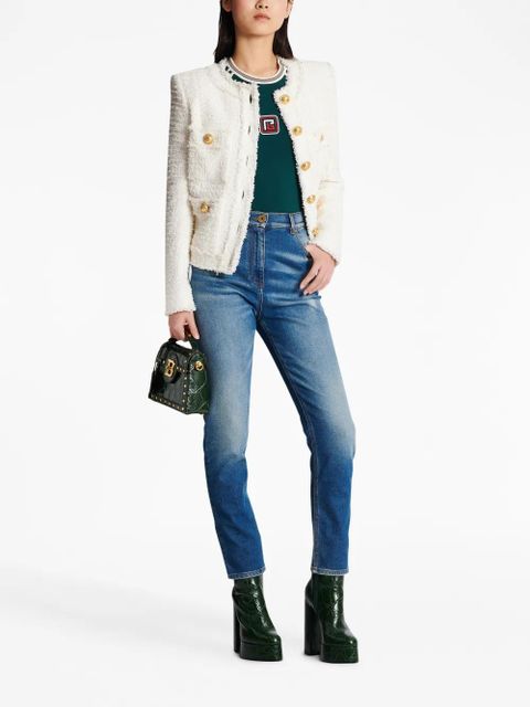 Balmain logo-plaque slim-cut jeans - Blue - zdjęcie produktu nr 2