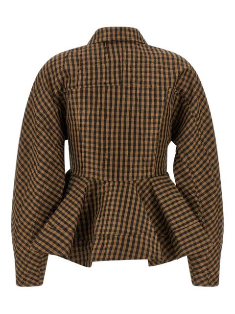 GANNI crinkled check-print shirt - Brown - zdjęcie produktu nr 2