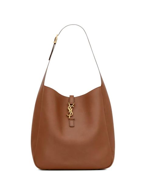 Saint Laurent large LE 5 À 7 logo-plaque shoulder bag - Brown - zdjęcie produktu nr 1