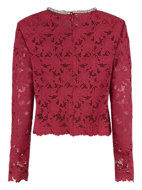 Self-Portrait lace crystal-detail top - Red - zdjęcie produktu nr 2