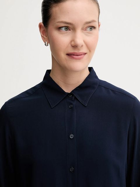 United Colors of Benetton koszula damska kolor granatowy regular z kołnierzykiem klasycznym 5WPWDQ0B0