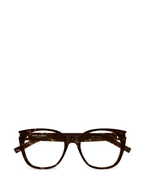 Saint Laurent Eyewear tortoiseshell-effect cat-eye glasses - Brown - zdjęcie produktu nr 1