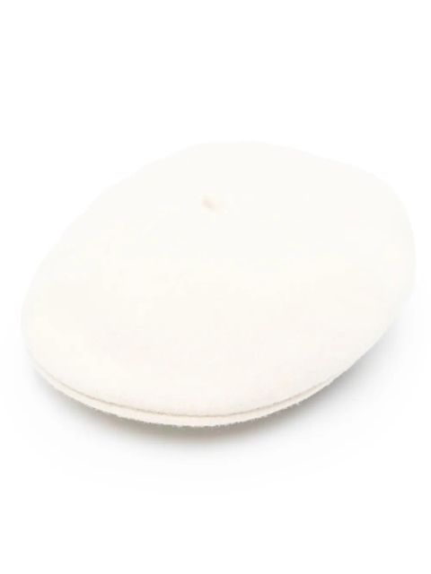 Marine Serre logo-embroidered wool beret - Neutrals - zdjęcie produktu nr 1