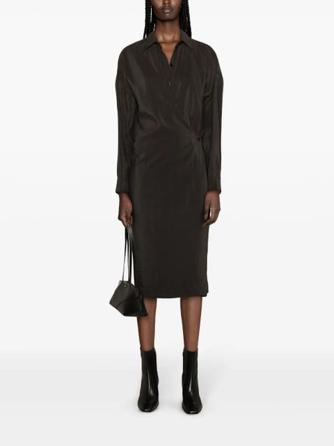 LEMAIRE asymmetric midi shirtdress - Brown