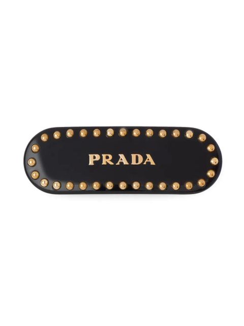 Prada logo-print studded hair clip - Black - zdjęcie produktu nr 1