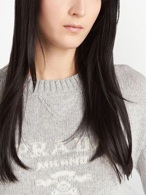 Prada logo-intarsia cashmere jumper - Grey