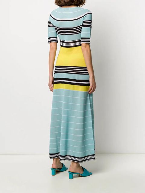 Lanvin striped long knitted dress - Blue