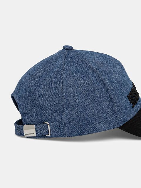 Karl Lagerfeld Jeans czapka z daszkiem bawełniana kolor niebieski gładka A3M33098