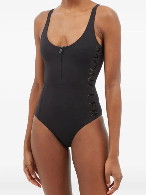 Moncler zip logo-print swimsuit - Black