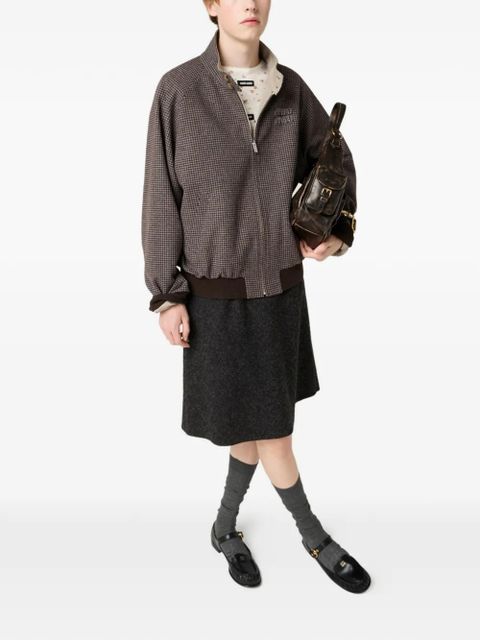 Miu Miu houndstooth-lining reversible bomber jacket - Neutrals