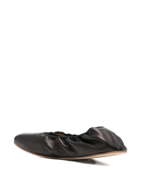 The Row gathered leather ballet flats - Black