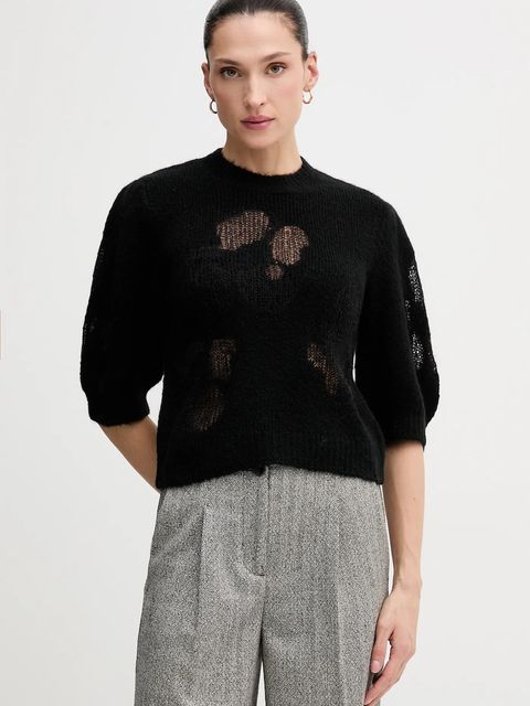 United Colors of Benetton sweter z dodatkiem wełny damski kolor czarny lekki 18L4E10EV - zdjęcie produktu nr 1